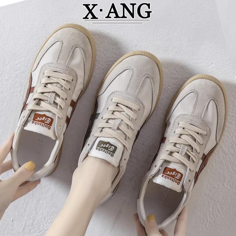 Leather Soft-soled Women's Shoes Flat-soled White Shoes 2025 Spring New German Training Shoes Women's Casual Sports Board Shoes Forrest Gump Shoes