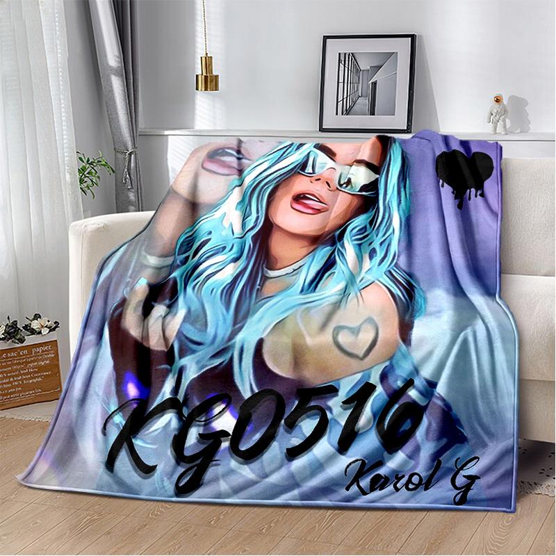 3D Baskı Karol G Singer HD Battaniye, Yumuşak Atmak Battaniye Ev Yatak Odası Yatak Kanepe Piknik Seyahat Ofis Dinlenme Kapak Battaniye Çocuklar için