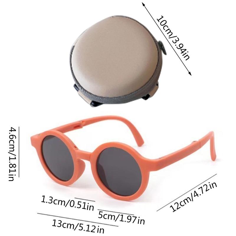 Upgraded Kids Toddler Sunglasses Foldable Pocket-size Kids Round Sunglasses Gift