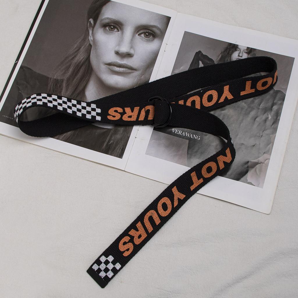 Letter Simple Grid Striped Butterfly Polka Dot Printed Women Canvas Belt