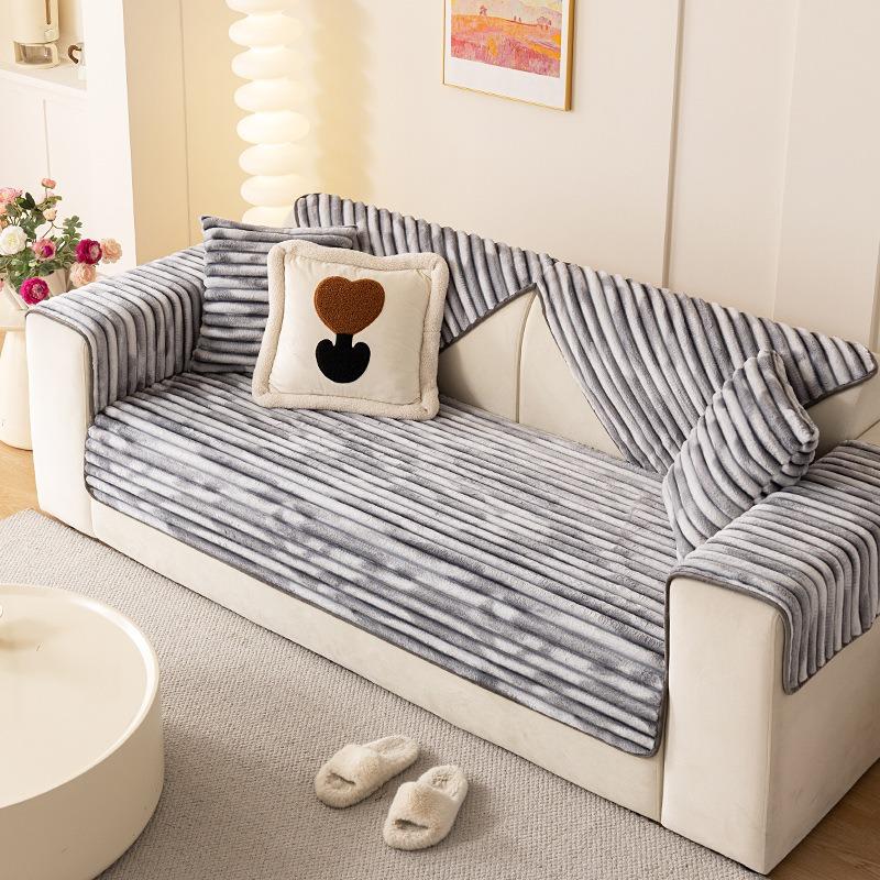 New Plush Sofa Cushion Autumn Winter Thickened Anti Slip Anti Cat Scratch Seat Cushion Simple Modern Sofa Cover Cloth