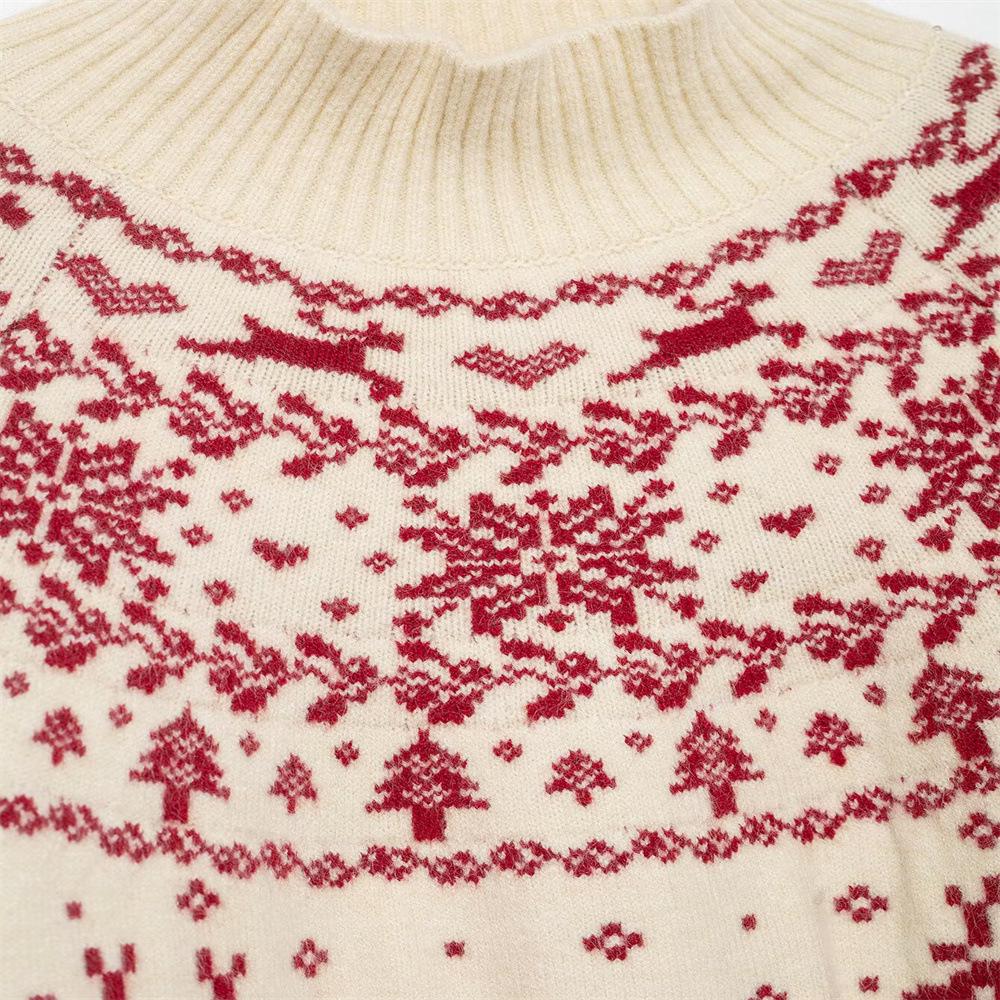 Retro Color Block Christmas Knit Sweater - Autumn/Winter Women's Collection