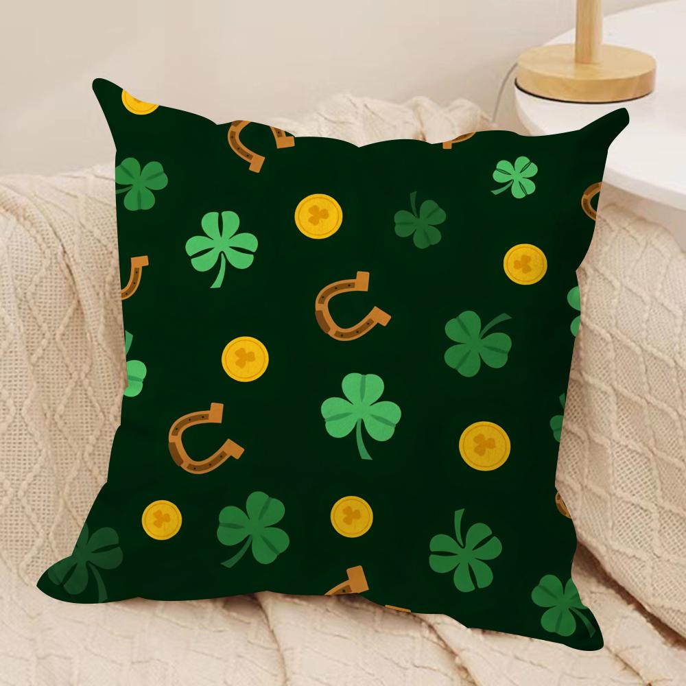 Funny St Patricks Day Cushion Cover Short plush Doublesided Print Square Throw Pillow Covers Sofa Home Cushion Decor