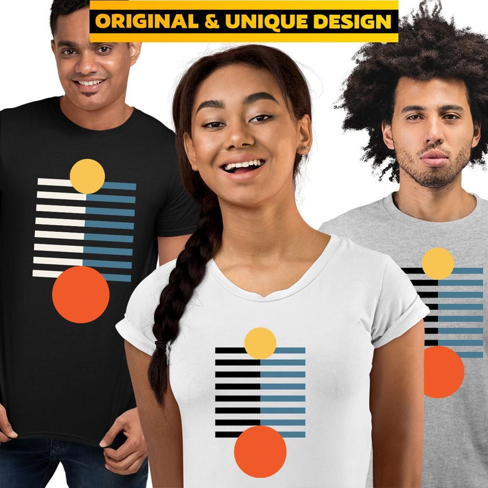 Pop Art Print TShirt Happy Shapes Abstract Design Short Sleeve Round Neck Funny L