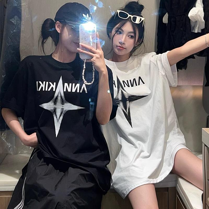 

Loose Fit Pure Cotton Graphic T-Shirt with Back Wrap Collar, Unisex 2XL