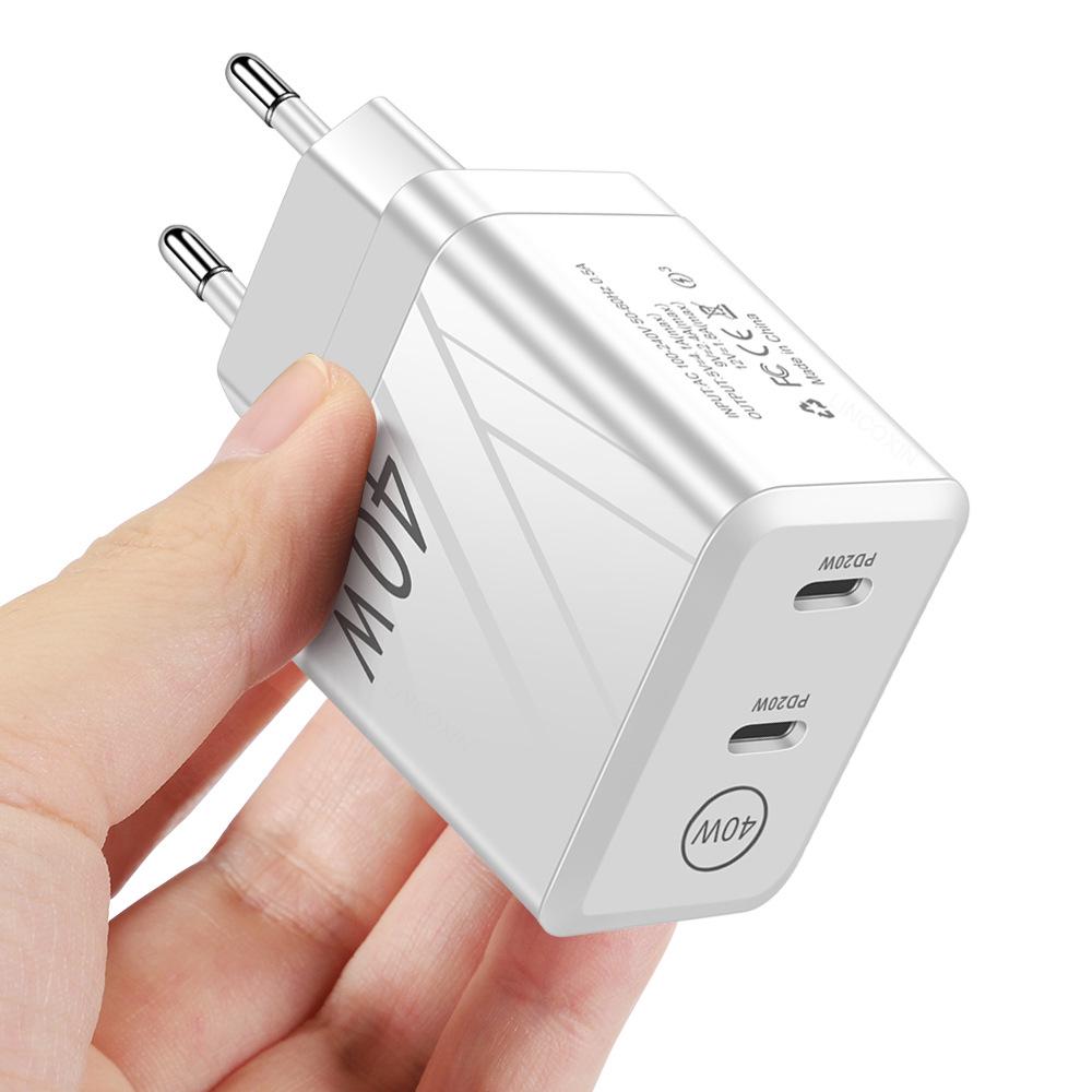 Dual Port 40W Fast Charging Type-C PD Travel Charger