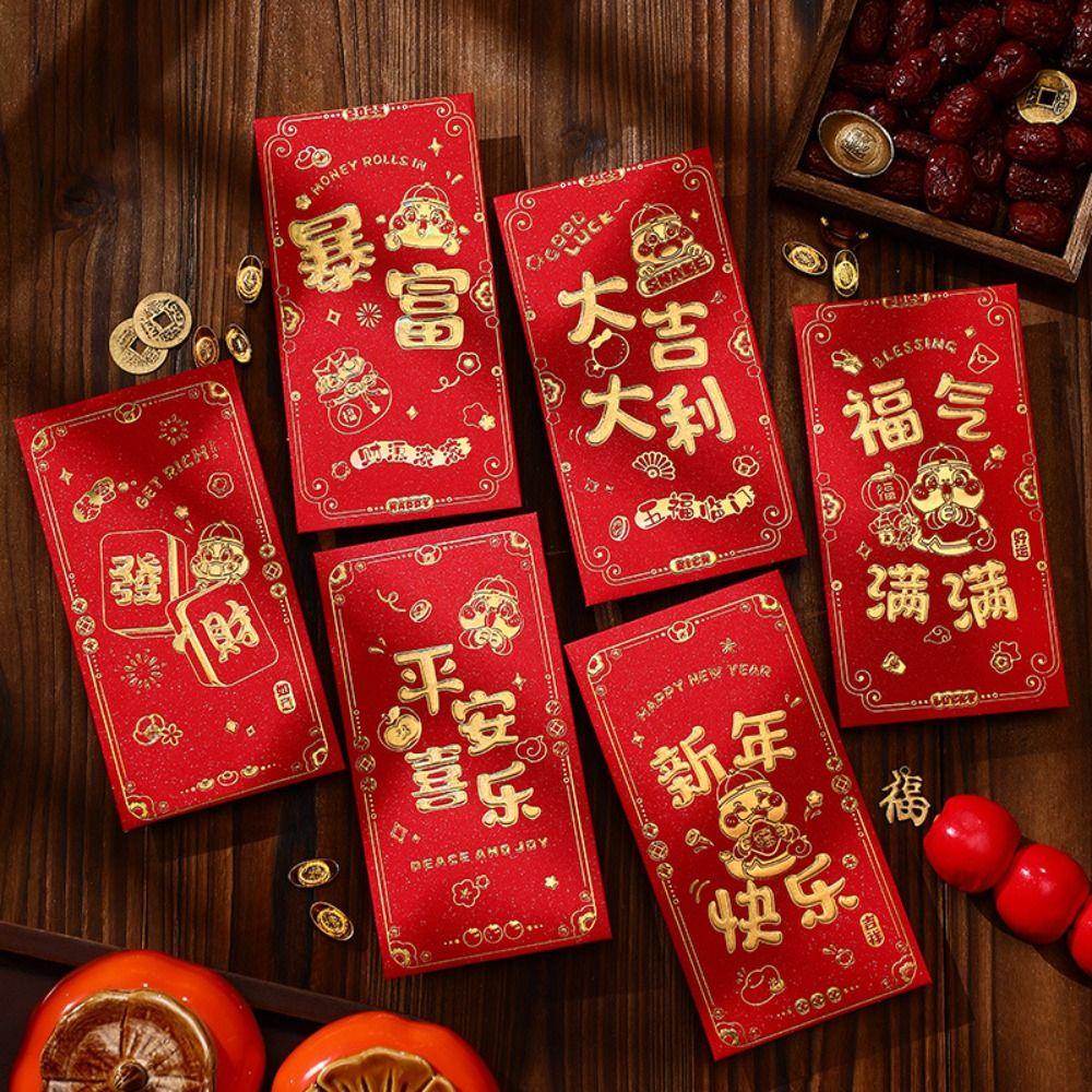 6pcs Blessing 2025 Snake Year Red Envelopes Traditional Money Packet  Spring Festival Supplies