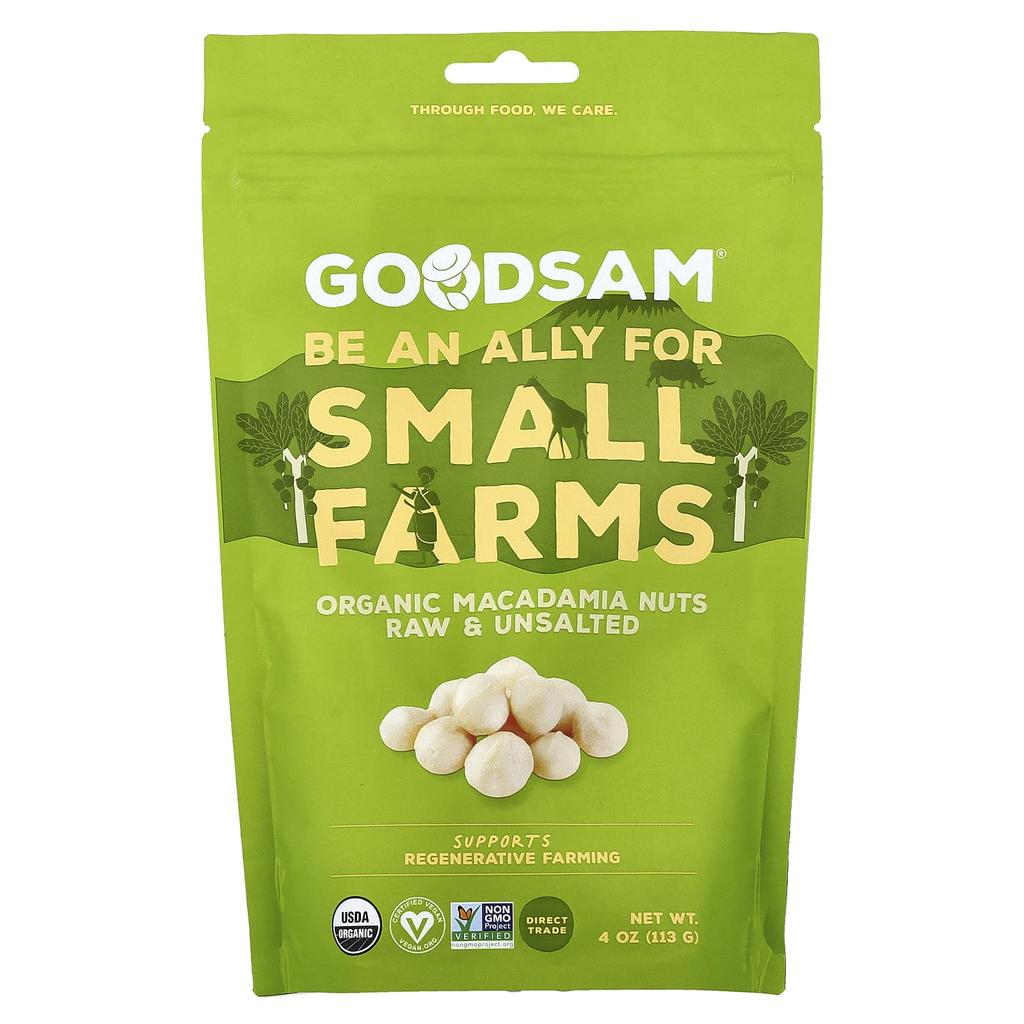 GoodSam PBC, Organic Macadamia Nuts, Raw and Unsalted, 4 oz (113 g)