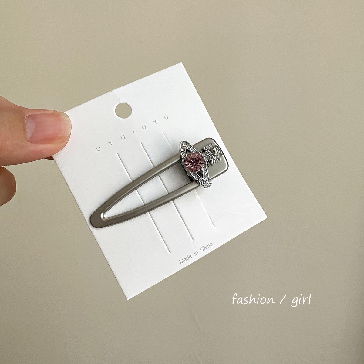 

Корейская заколка для волос со стразами 2023 года Planet: Милый, классный, нишевый боковой зажим