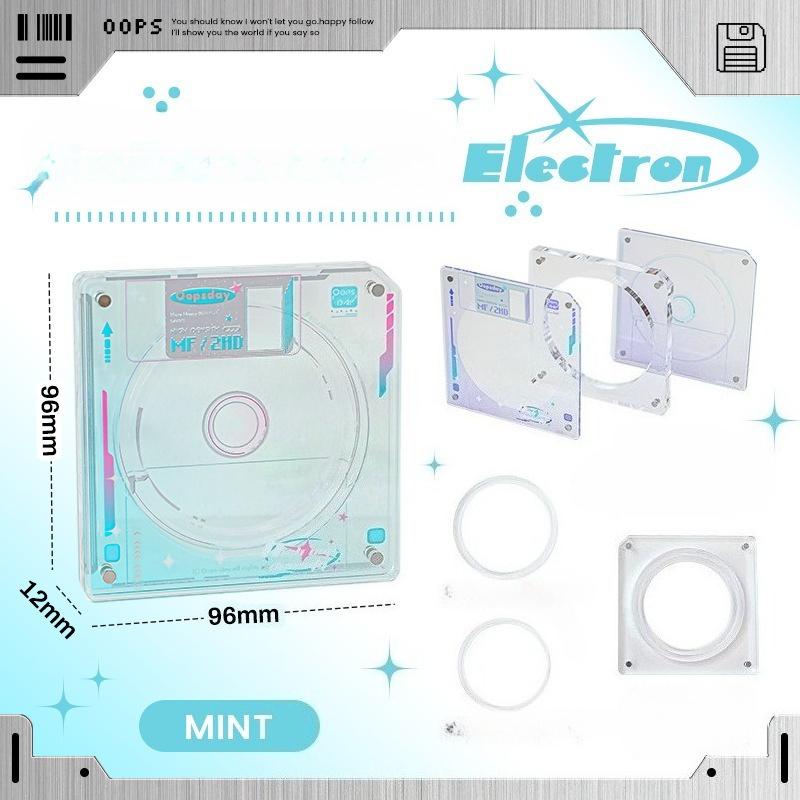 OOPSDAY Rest Day Electron Floppy Disk Gumei, Transparent Magnetic Bar Storage Set Badge Decorative Frame