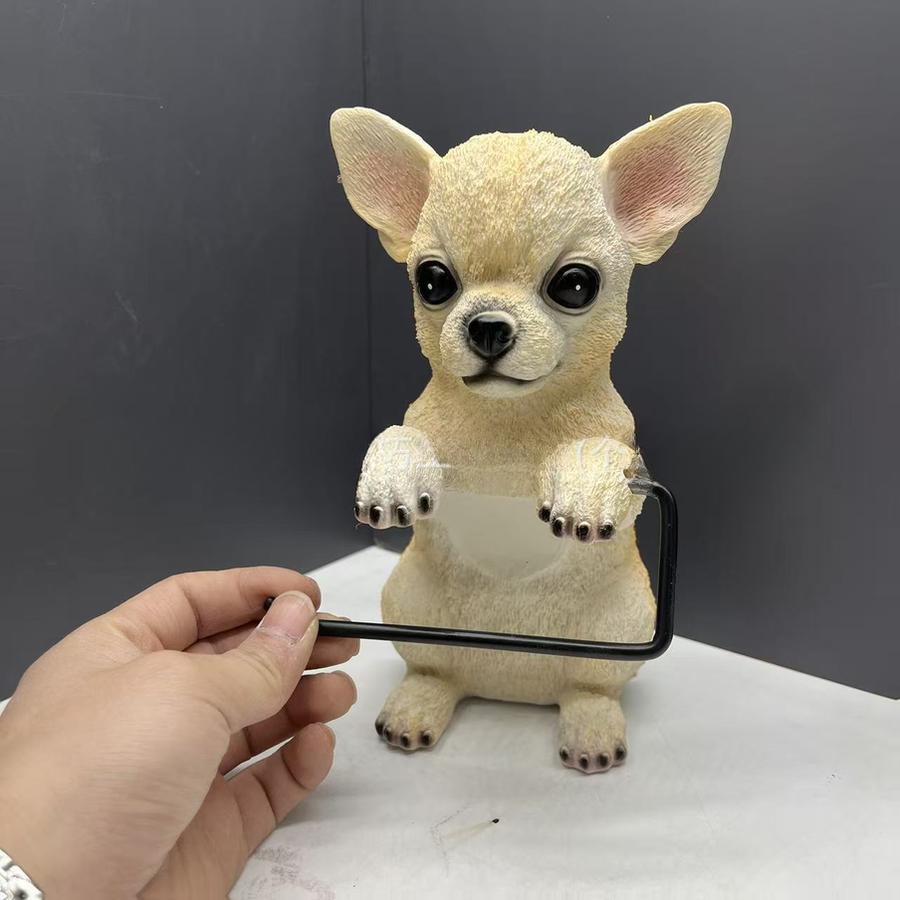 New Dog Series Paper Towel Holder Resin Figurine Toilet Wall Mounted Roll Paper Cute Dog Statue Home Decor