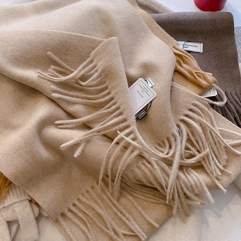 Winter Wool Scarf For Women Long Warm Cashmere Scarves Hijab Solid Lady Shawl Wrap Female Pashmina Bandana Head Scarfs New