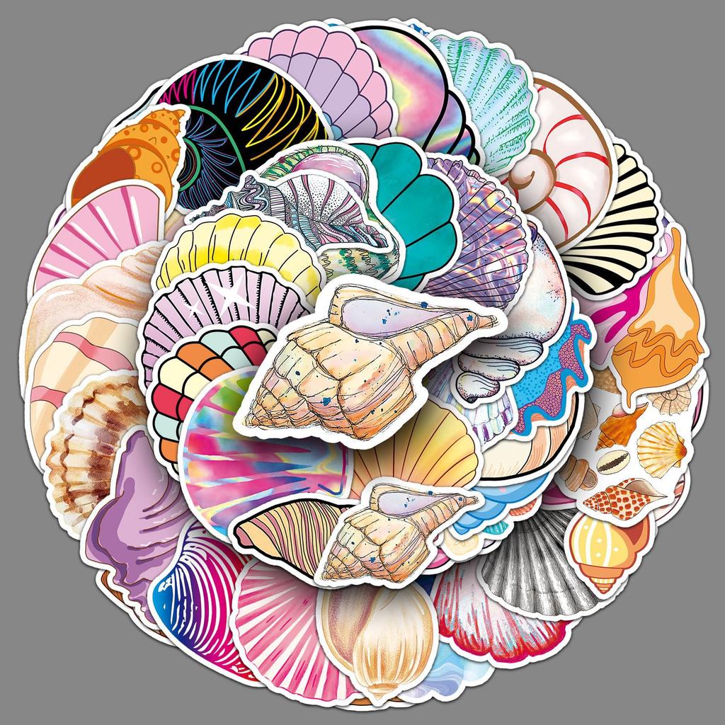 50 Nálepky na skateboard a kufr s kreslenými postavičkami a mušlemi, personalizované, pro děti, korejské, kreativní, DIY, vodotěsné