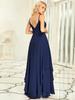 Ever-Pretty Women's Pearl-Embellished Waist See-Through V-Neck Sleeveless Chiffon Bridesmaid Dress with Floaty Ruffles Hem