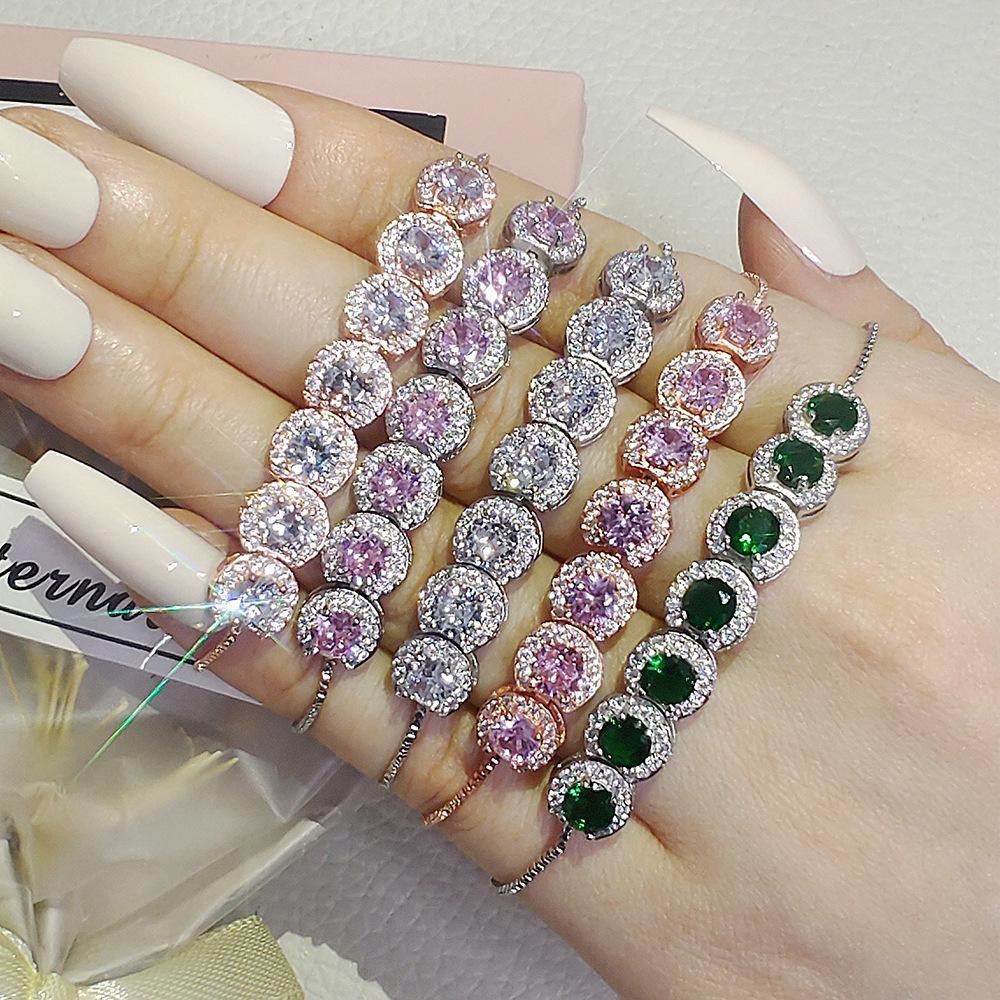 

Classic Full Diamond Crystal & Emerald Zircon Adjustable Women s Bracelet S5243 белый