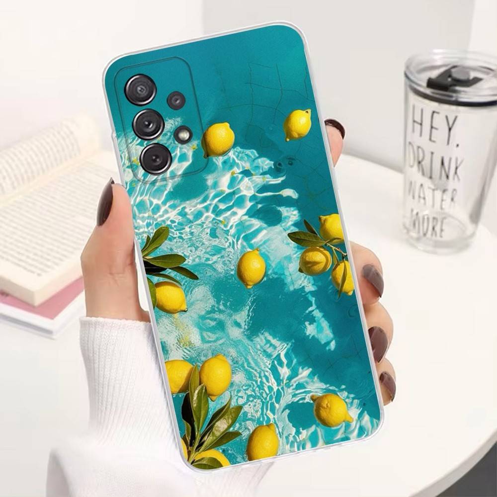 Frucht Zitrone Malerei Handyhülle Für Samsung Ultra,FE,A30,71,51,S9,10,20,Lite, S22,23,21,Plus, Transparent, Silikon