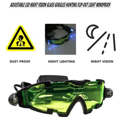 Neue verstellbare LED Nachtsichtbrille Motorradrennen Universalbrille Jagdbrille mit Klapplicht Winddicht