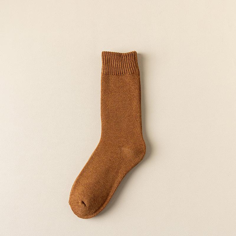 Female Autumn and Winter Thickened and Velvet Warm Wool Ring Sweat Absorption Tube Cotton Socks
