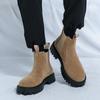 Business Brown Suede Men's Chelsea Boots Plus Size 46 Lightweight Platform Boots For Man Autumn Winter Round Toe Ankle Boots Man