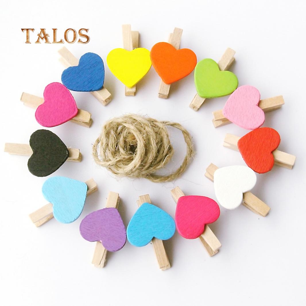 

50 шт. разноцветные деревянные мини-колышки в форме сердца, зажимы для фотографий, украшения для свадебной вечеринки «сделай сам»
