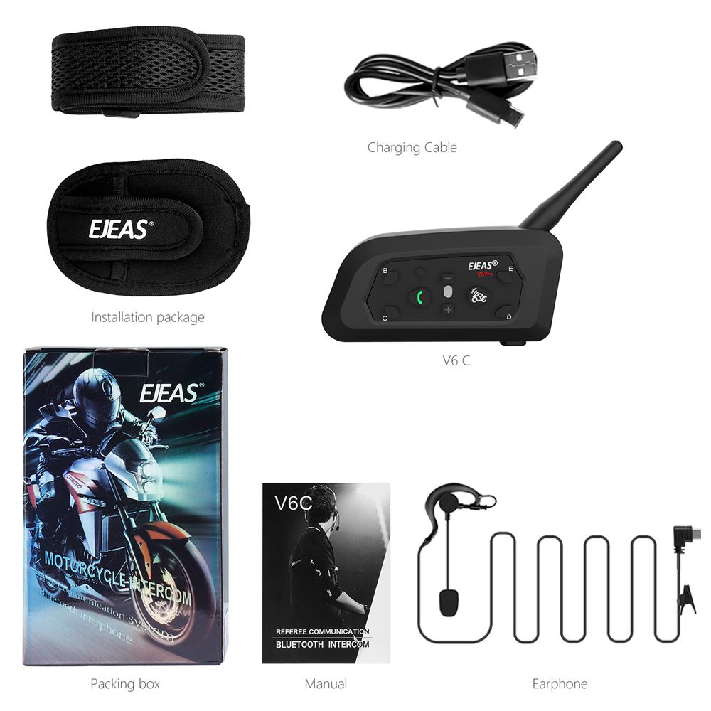 2Set EJEAS V6C PRO+ Football 2 Referee Bluetooth Intercom Arbitration Earhook Full Duplex Earphone Headset Conference Headphone