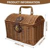 Wicker picnic basket, 8x6 inch wicker basket with lid and handle, rattan woven storage box, suitable for weddings, parties