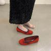 "Encounter Elegance" French Spring and Autumn Flat Bottom Evening Single Shoes Women Gentle Bow Ballet Grandma Ladyshoes Women