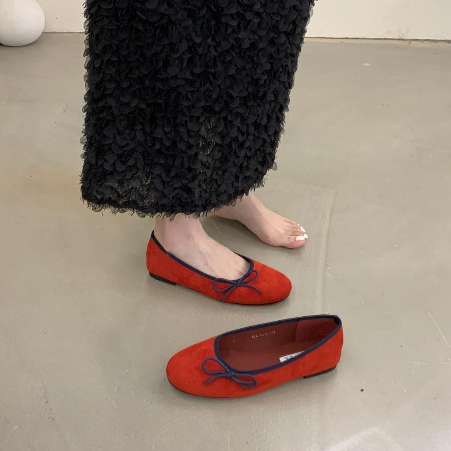 "Encounter Elegance" French Spring and Autumn Flat Bottom Evening Single Shoes Women Gentle Bow Ballet Grandma Ladyshoes Women