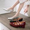 Square head word with high heels thick heel French retro Mary Jane women's shoes 2025 new spring and autumn low heel single shoes
