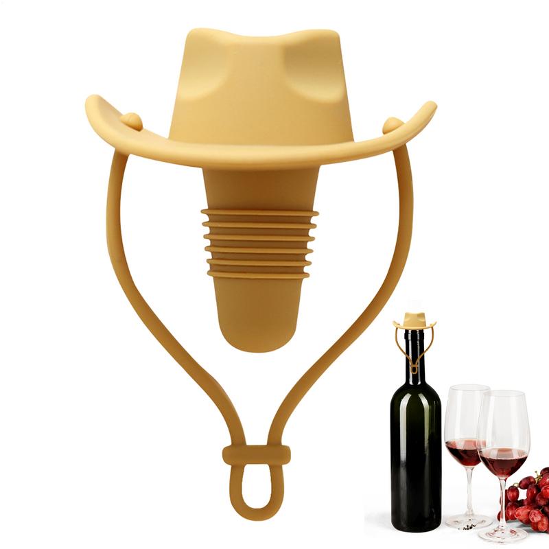 Creative Cowboy Hat Shape Wine Bottle Stopper Decorative Wine Stopper Reusable Leak Proof Wine Bottle Stopper Kitchen Supplies