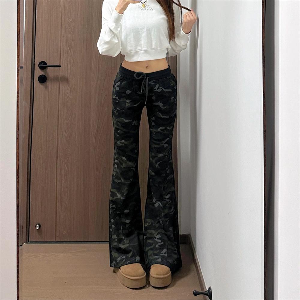 Women s Plus Size High Waist Camouflage Wide Leg Pants - Retro Flare & Slimming Fit 3XL