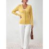 Women S Yellow V Neck Knit Cardigan Long Sleeve Slim Fit Sweater Coat