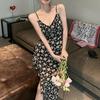 Pure Desire Sweet Spice Girl Style Design Sexy Niche French Split Irregular Floral Suspender Dress Female Summer Girl