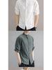 Men's Summer Korean Style Cotton-Linen Slim Fit Linen Shirt with Five-Point Sleeves.