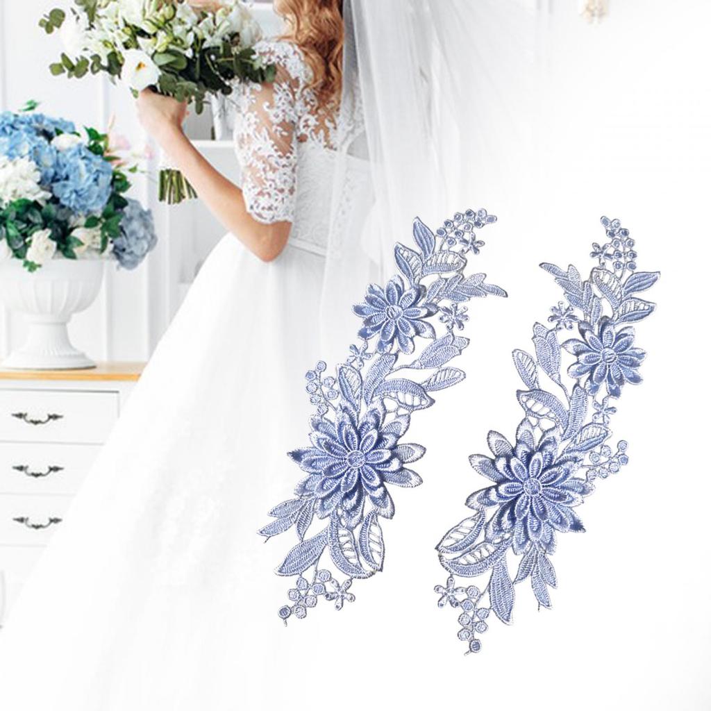 1 Par Aplique de Encaje Parches de Encaje Aplique Bordado de Flores para Vestido de Novia Ropa Chaquetas Diy Accesorios de Novia Suministro