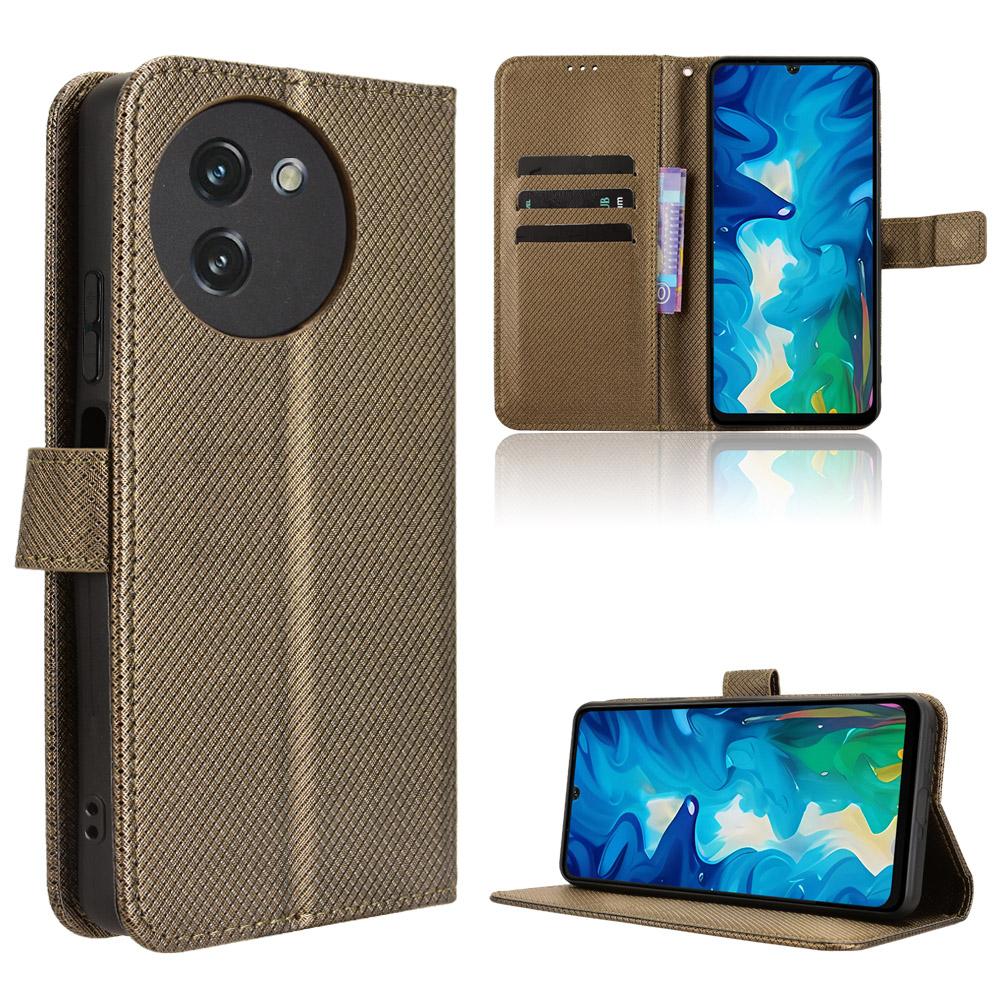 

For Doogee Note 59 Pro/Doogee Note 59 Leather Wallet Case with Strap Diamond Texture Phone Cover Brown
