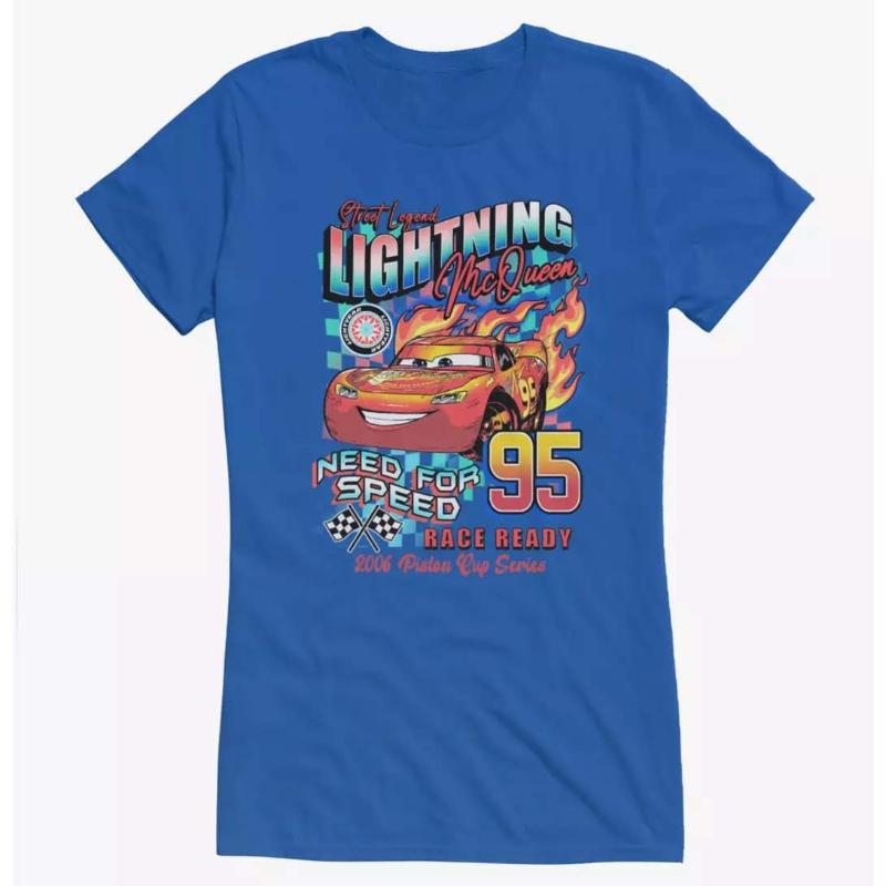 2026 New Pixar Cars Lightning McQueen Racing Print WoUnisex Crew Neck Relaxed Plus Size Comfortable Short Sleeve TShirt
