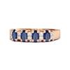 Blue Sapphire Oval Half Eternity Ring - 925 Sterling Silver Rose Gold Vermeil