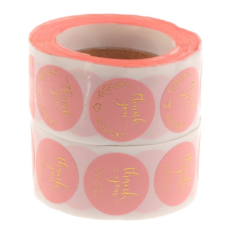 500 ks na roli nálepka s poděkováním Nálepka s pečetí Růžová nálepka s papírovou nálepkou