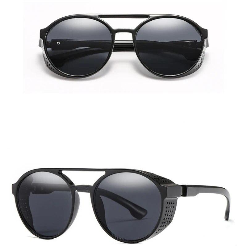 Vintage Punk Sunglasses New Fashion Men Round Frame Sun Glasses Male Classic UV400 Eyewear for Men Punk Oculos De Sol Gafas