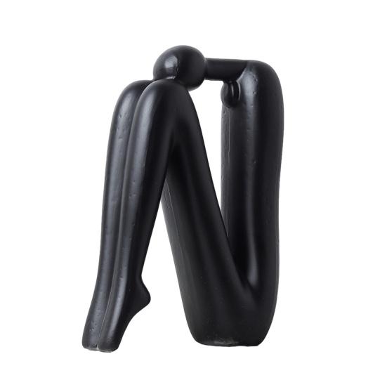 Abstrakte Strichmännchen-Figur Moderne minimalistische sitzende Mann-Harz-Statue Skulptur Haus Büro Schreibtischdekoration