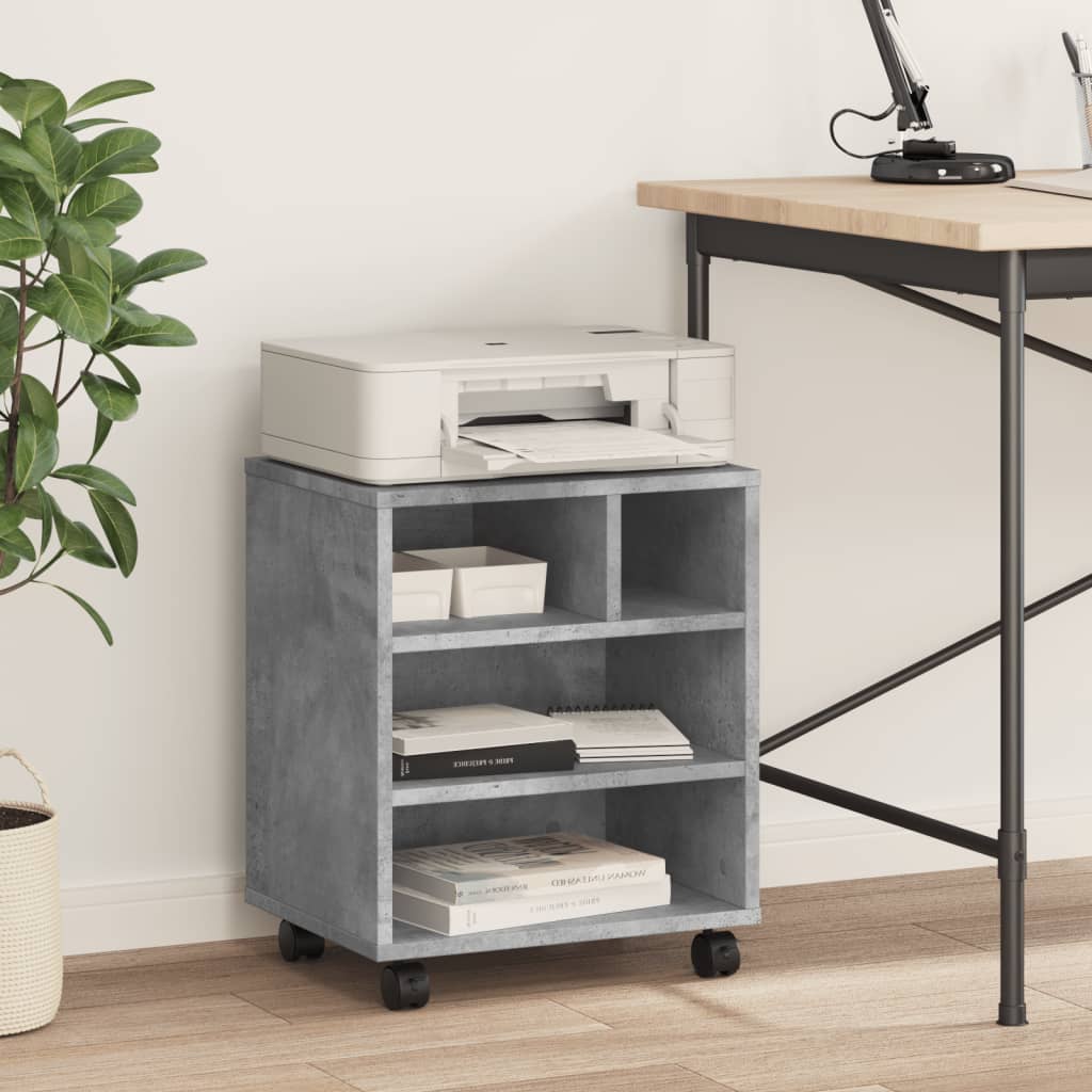 Vidaxl Printer Stand, With Wheels, Concrete Gray, 41X32X48 Cm