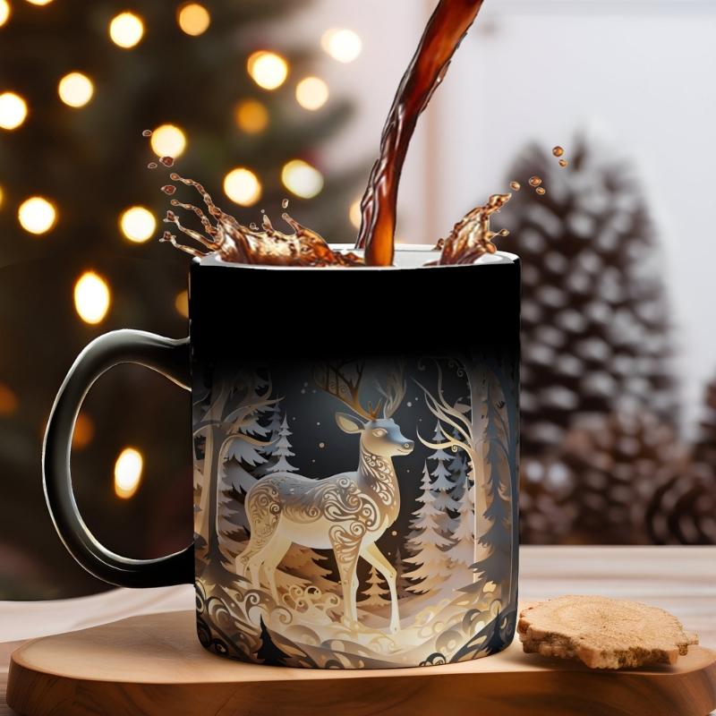 Premium Ceramic Heat Mugs Reveals Holiday Pattern When Heated Dishwasher Safe Ideal For Teas Hot Chocolates