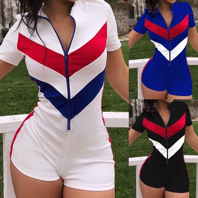 European & American Plus Size Two-Color Slimming Jumpsuit for Women - Casual Summer Sportswear