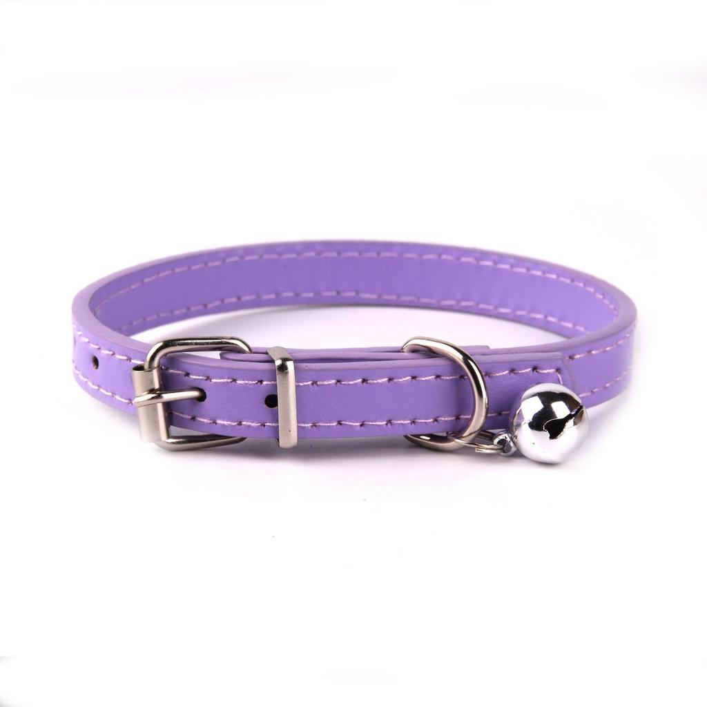 Crosspu Mehrfarbiges Lederhunde Halsband mit Glocke - Einfaches, flaches Design für Haustiere