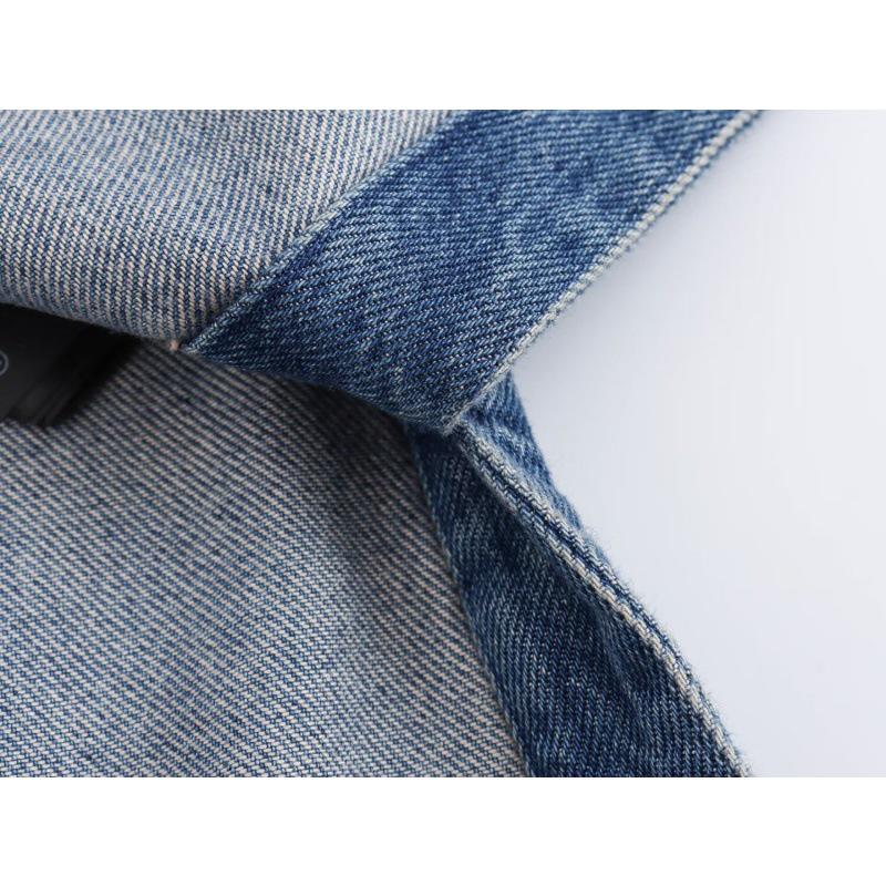 2026 Women's Street Fashion: V-Neck Drop Shoulder Denim Jacket