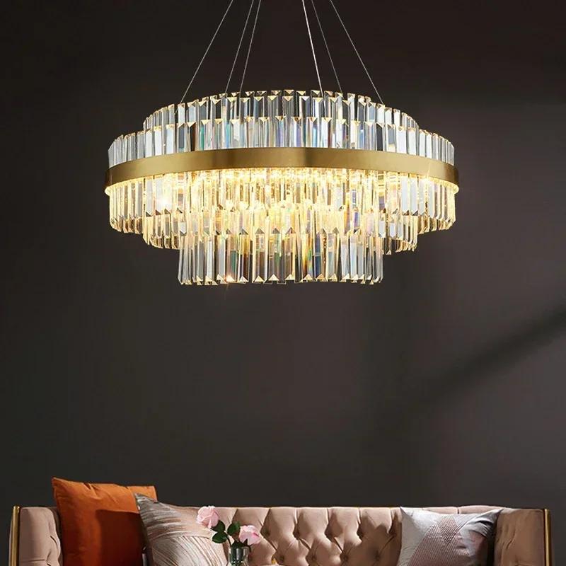 Nordic Luxury LED Crystal Chandelier Restaurant Villa Modern Minimalist Home Decoration Ceiling Light Indoor Lighting Fixtures