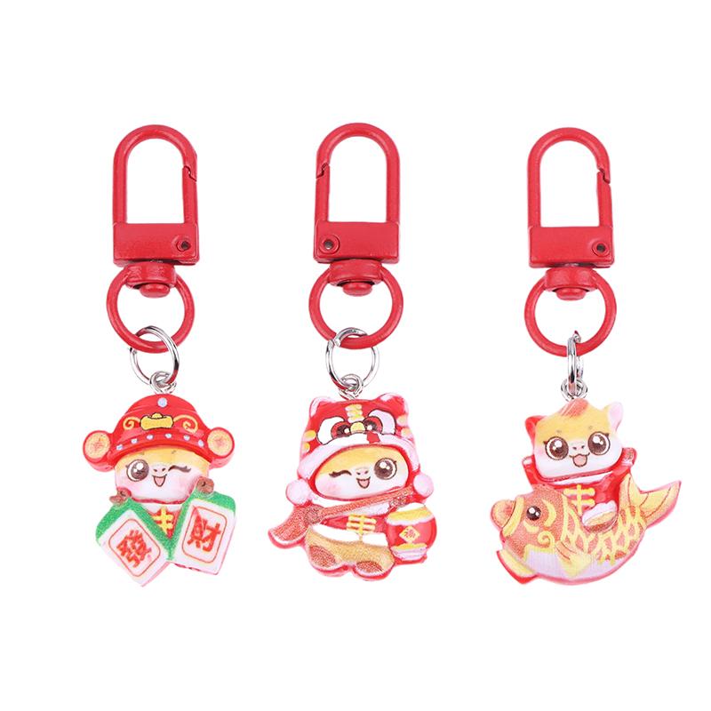 Cute Spring Festival Horse Keychain Lucky Wealth 2026 Year Pendant Chinese Style Resin Horse Key Ring Bag Pendant