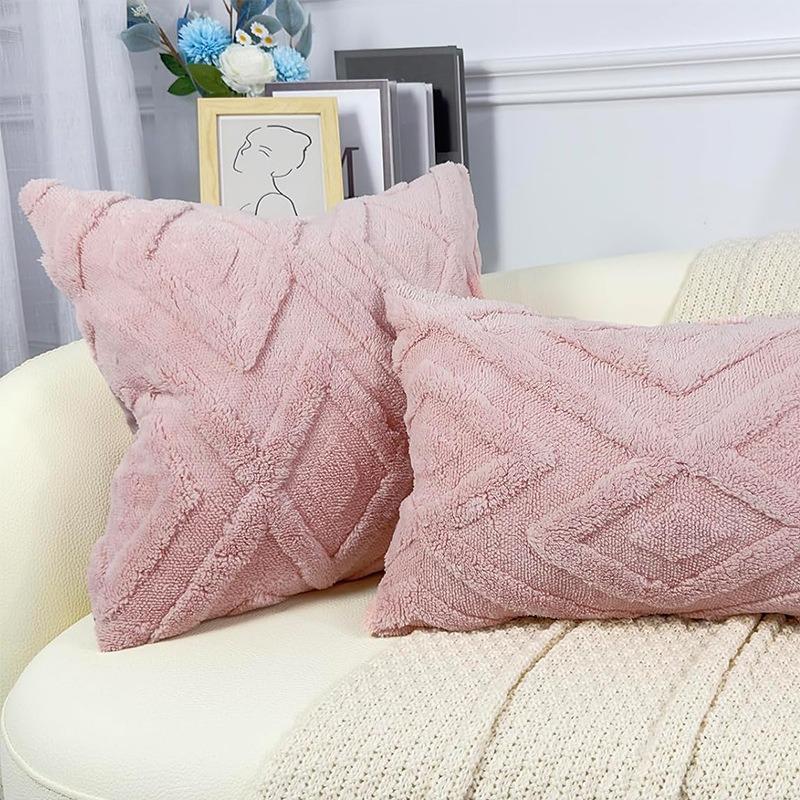 Soft Throw Pillow Covers Knitting Fur Solid Color Sofa Cushion Cover Waist Pillow Case Pillow Case Protector Office Sofa