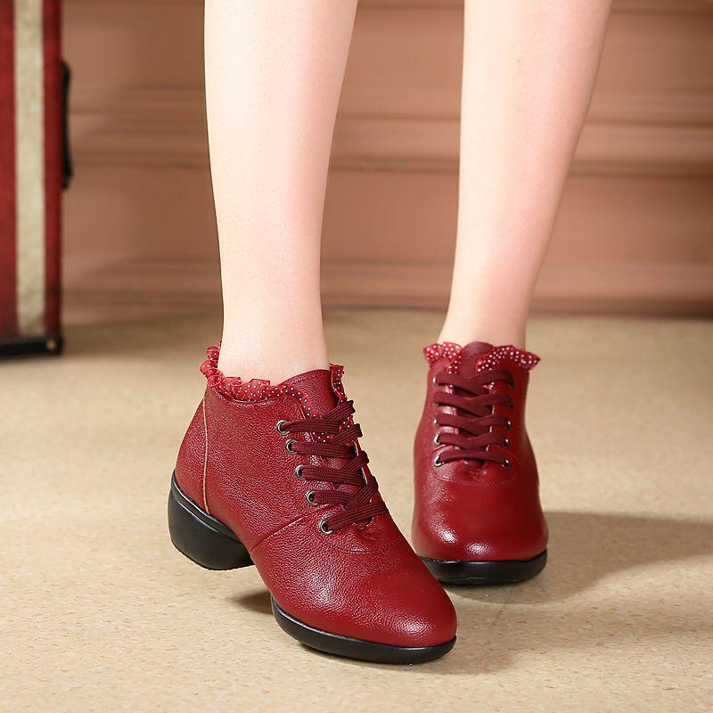 Women's Modern Ballroom Mid-Calf Dance Boots - Soft Sole, Mid-Heel.